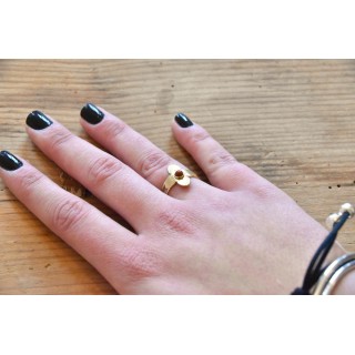 BAGUE FLEUR PIERRE GRENAT ACIER INOXYDABLE GOLD PETIT PRIX