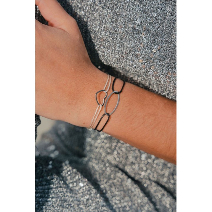 BRACELET CORDON SILVER ET COEUR ACIER INOXYDABLE SILVER PETIT PRIX