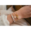 BRACELET PIERRE CARREE ROSE PALE ACIER INOXYDABLE GOLD PETIT PRIX