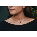 COLLIER PIERRE CARREE NOIRE ACIER INOXYDABLE GOLD PETIT PRIX