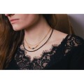 COLLIER MULTI RANGS PERLES NOIRES ACIER INOXYDABLE GOLD PETIT PRIX