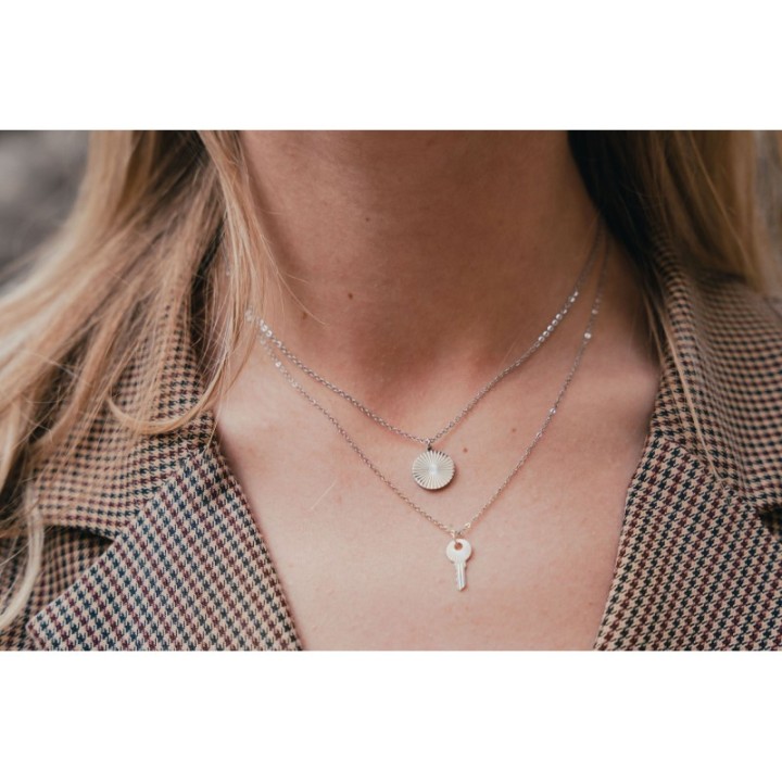 COLLIER SOLEIL GRAVE ACIER INOXYDABLE SILVER PETIT PRIX