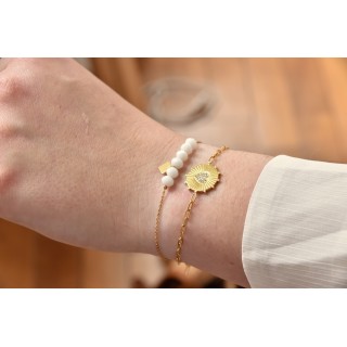 BRACELET COEUR STRASS ACIER INOXYDABLE GOLD PETIT PRIX