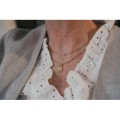 COLLIER ROND COEUR STRASS ACIER INOXYDABLE GOLD PETIT PRIX