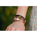 BRACELET MULTI RANGS PERLES NOIRES INOXYDABLE GOLD PETIT PRIX