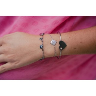 BRACELET COEUR SACRE STRASS ACIER INOXYDABLE SILVER PETIT PRIX