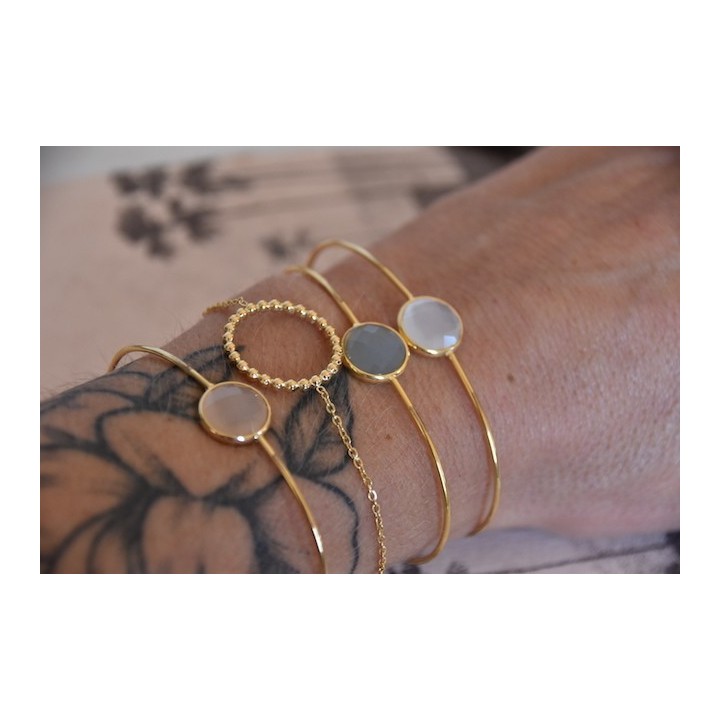 BRACELET ROND PERLES GOLD ACIER INOXYDABLE PETIT PRIX