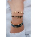 BRACELET PERLES NOIRES ET GOLD ETOILE ACIER INOXYDABLE GOLD PETIT PRIX