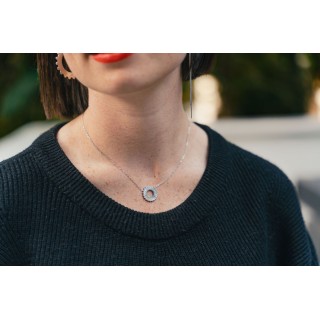 COLLIER ROND STRASS ACIER INOXYDABLE SILVER PETIT PRIX