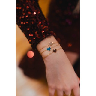 BRACELET COEUR BLEU ACIER INOXYDABLE GOLD PETIT PRIX