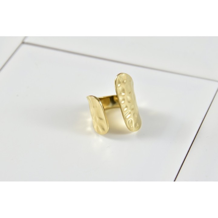 BAGUE ELASTIQUE COEUR ET ETOILE ACIER INOXYDABLE GOLD PETIT PRIX