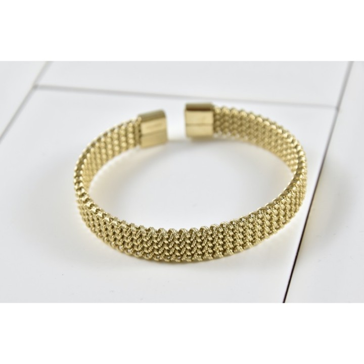 BRACELET MAILLE TRESSEE ET TISSEE ACIER INOXYDABLE GOLD PETIT PRIX