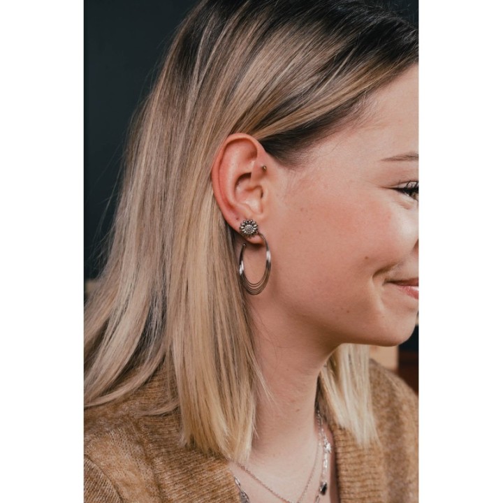 BOUCLES ANNEAUX ENTRELACES ACIER INOXYDABLE SILVER PETIT PRIX