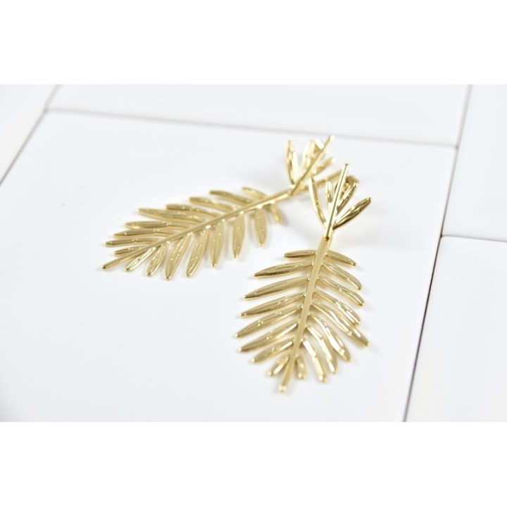 BOUCLES RAMEAUX DE PIN ACIER INOXYDABLE GOLD PETIT PRIX