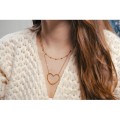 COLLIER COEUR PERLES ACIER INOXYDABLE GOLD PETIT PRIX