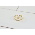 BAGUE ELASTIQUE COEUR ET ETOILE ACIER INOXYDABLE GOLD PETIT PRIX