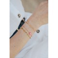 BRACELET CYLINDRES ET FLEURS MULTICOLORES ACIER INOX GOLD PETIT PRIX