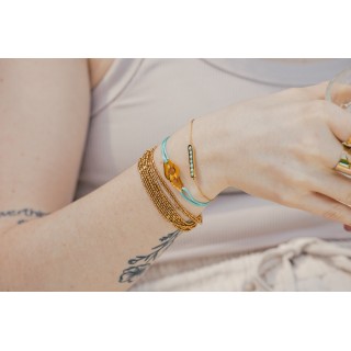 BRACELET MULTI-RANGS PELRES ACIER INOXYDABLE GOLD PETIT PRIX