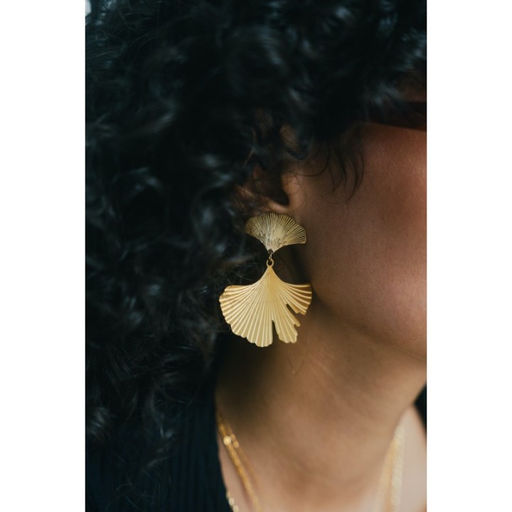 BOUCLES CLIP FEUILLES GRAEES ACIER INOXYDABLE GOLD PETIT PRIX