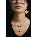 COLLIER TREFLE NOIRE ET GOLD ACIER INOXYDABLE GOLD PETIT PRIX