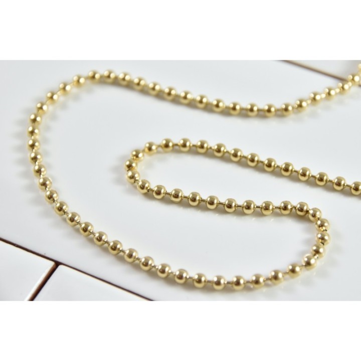 COLLIER MAILLE PERLES ACIER INOXYDABLE GOLD PETIT PRIX