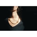 COLLIER GROSSE MAILLE DEUX ANNEAUX ACIER INOXYDABLE GOLD PETIT PRIX