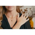 COLLIER MAILLONS COEUR PASTILLES PLIS ACIER INOXYDABLE GOLD PETIT PRIX