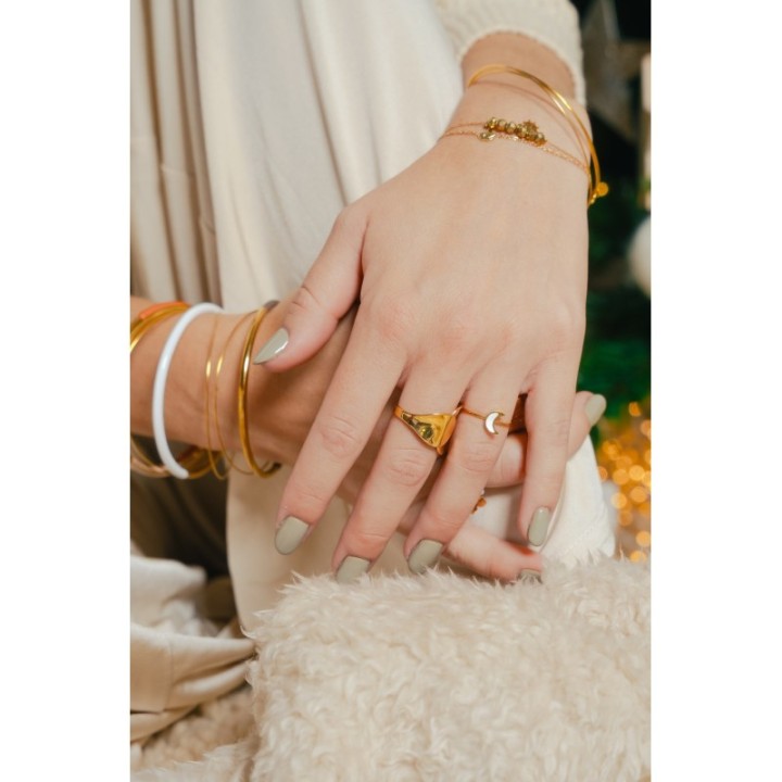 BAGUE LUNE NACRE ACIER INOXYDABLE GOLD PETIT PRIX