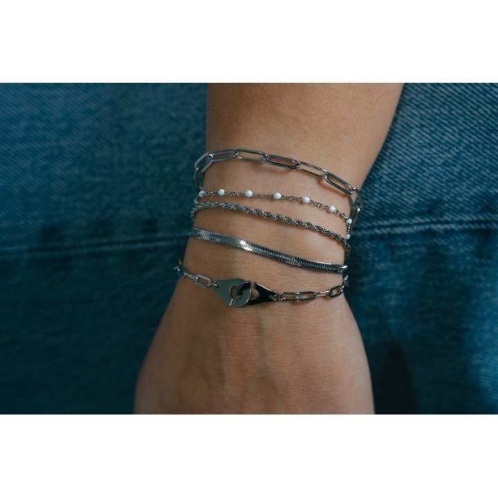 BRACELET MAILLE TORSADEE ACIER INOXYDABLE SILVER PETIT PRIX