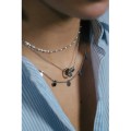 COLLIER RONDS STRASS ET CHIFFRES ACIER INOXYDABLE SILVER PETIT PRIX