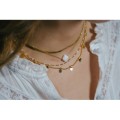 COLLIER TREFLE BLANC ACIER INOXYDABLE GOLD PETIT PRIX