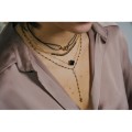 COLLIER TREFLE NOIR ACIER INOXYDABLE GOLD PETIT PRIX