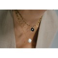 COLLIER TREFLE BLANC ACIER INOXYDABLE GOLD PETIT PRIX