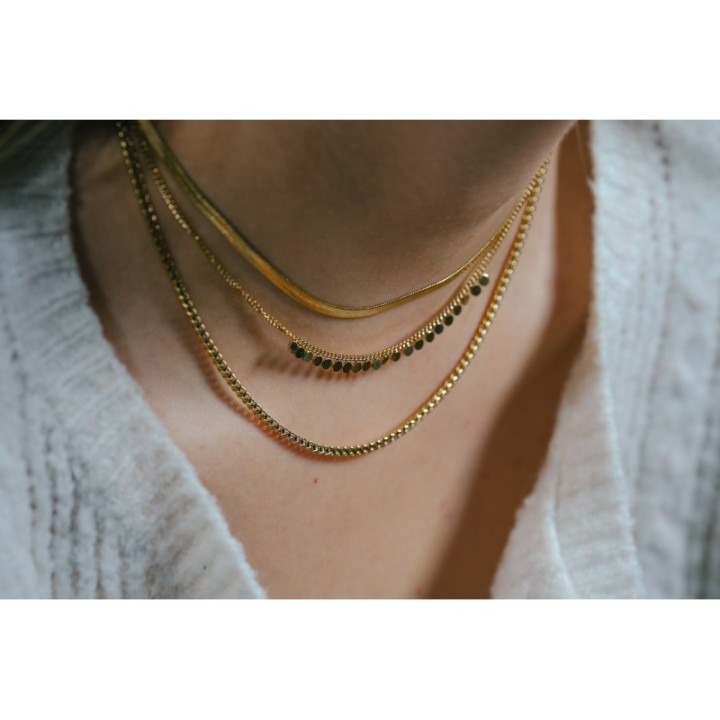 COLLIER TREFLE NOIR ACIER INOXYDABLE GOLD PETIT PRIX