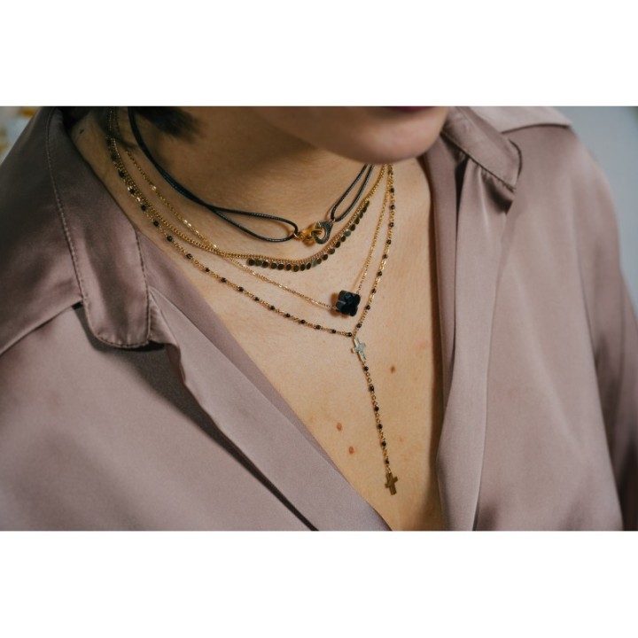 COLLIER CORDON MENOTTES ACIER INOXYDABLE GOLD PETIT PRIX