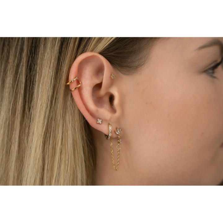 BAGUE D'OREILLE FINE BOUCLE DOUBLE ACIER INOXYDABLE GOLD PETIT PRIX