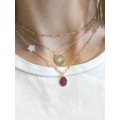 COLLIER PERLES ROUGES ACIER INOXYDABLE GOLD PETIT PRIX