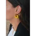 BOUCLES CREOLES FLEURS JAUNES ACIER INOXYDABLE GOLD PETIT PRIX