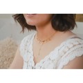 COLLIER TREFLES ET ETOILES STRASS ACIER INOXYDABLE GOLD PETIT PRIX