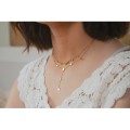 COLLIER TREFLES ET ETOILES STRASS ACIER INOXYDABLE GOLD PETIT PRIX