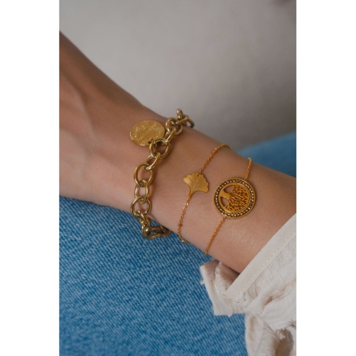 BRACELET ARBRE DE VIE STRASS ACIER INOXYDABLE GOLD PETIT PRIX