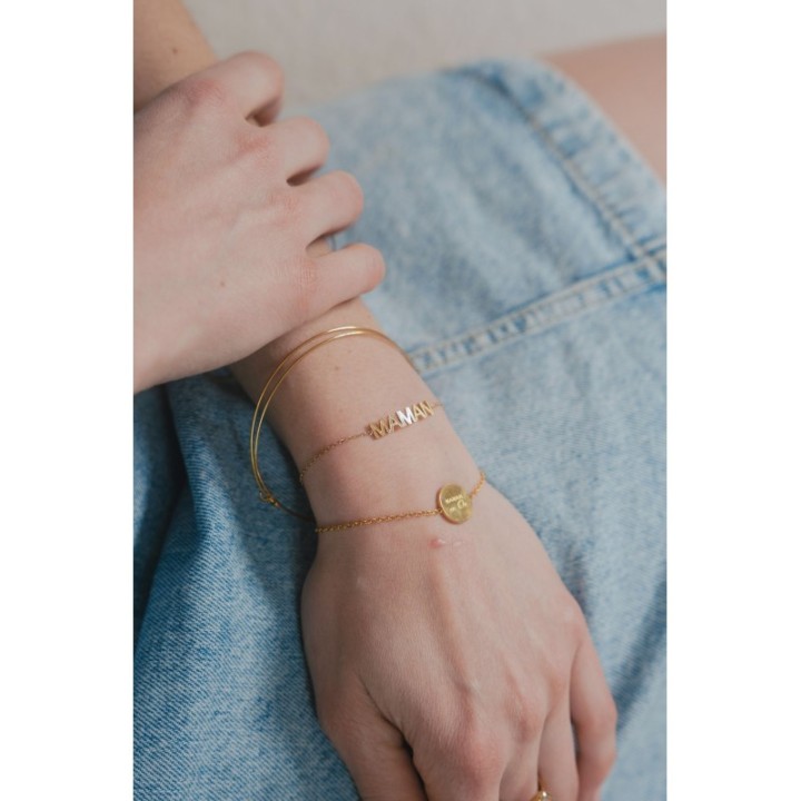 BRACELET MAMAN EFFET PIQUE ACIER INOXYDABLE GOLD PETIT PRIX