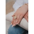 BAGUE BLANCHE LOSANGE ET ETOILE ACIER INOXYDABLE GOLD PETIT PRIX