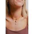 COLLIER CARRE FACETTES ROSE ACIER INOXYDABLE GOLD PETIT PRIX