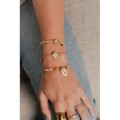 BRACELET DOUBLE RANGS BLANC COEUR ACIER INOXYDABLE GOLD PETIT PRIX