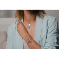 BRACELET TREFLE BLEU CLAIR ACIER INOXYDABLE GOLD PETIT PRIX