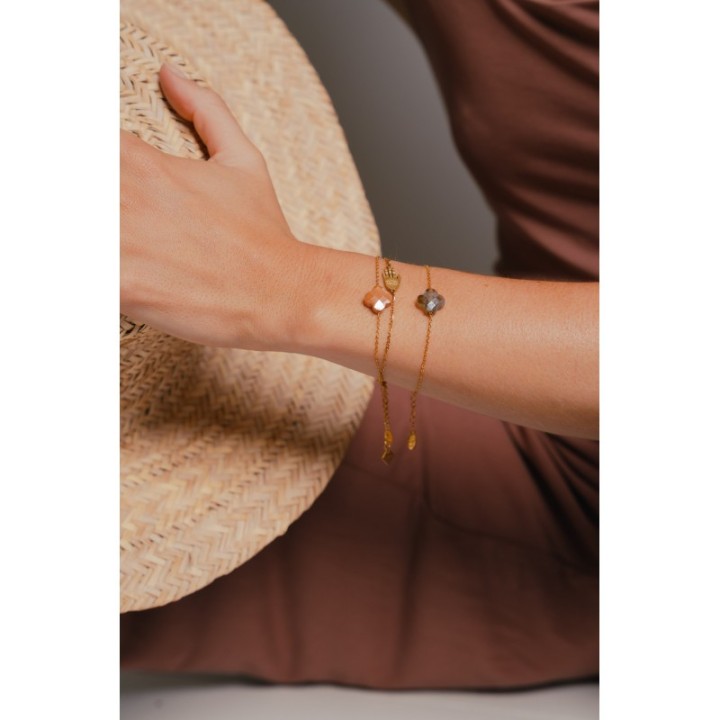 BRACELET MAIN SOLEIL OEIL ACIER INOXYDABLE GOLD PETIT PRIX