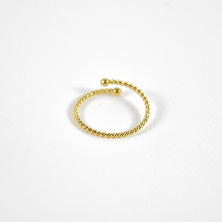 BAGUE ANNEAU TORSADE ACIER INOXYDABLE GOLD PETIT PRIX