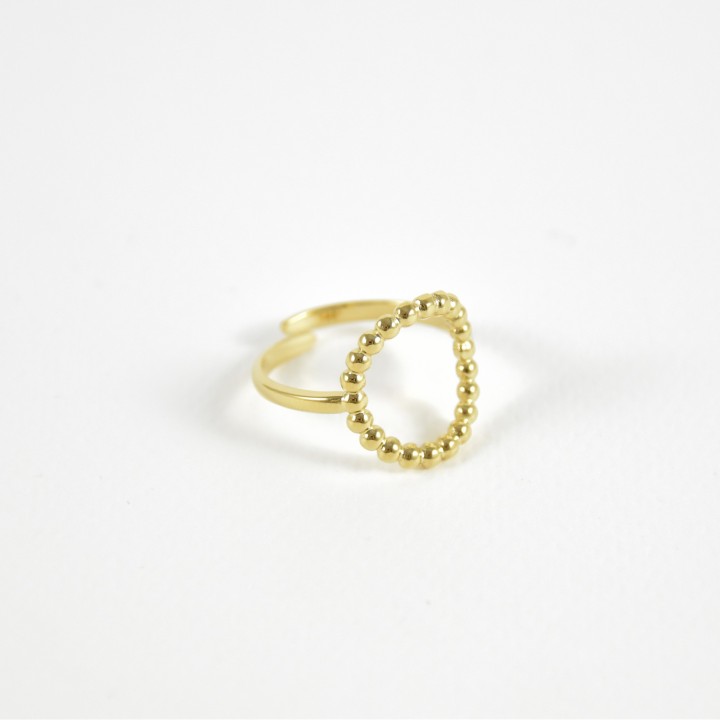 BAGUE RONDE PERLES ACIER INOXYDABLE GOLD PETIT PRIX