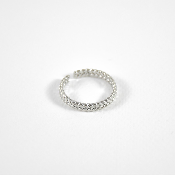 BAGUE ANNEAU TRESSE ACIER INOXYDABLE SILVER PETIT PRIX